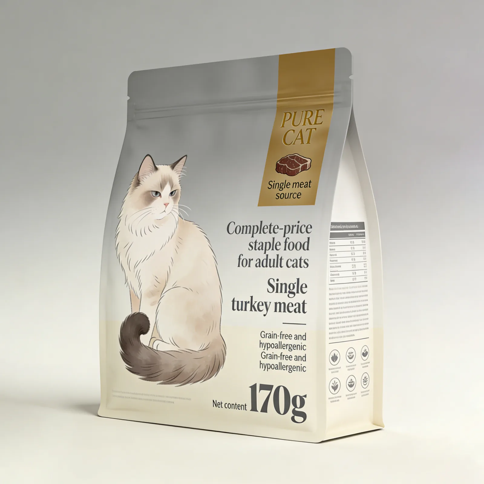 1.5kg 1.8kg 2kg Custom Design Flat Bottom Stand up Pouch with Side Gusset Bag for Dog Pet Cat Food Packaging