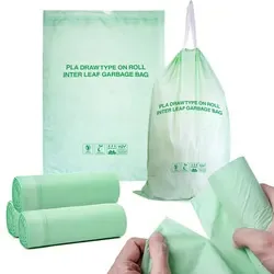 100% Compostable Cornstarch Sustainable Eco Friendly Heavy Duty Tall Kitchen Drawstring Biodegradable Trash Garbage Bag