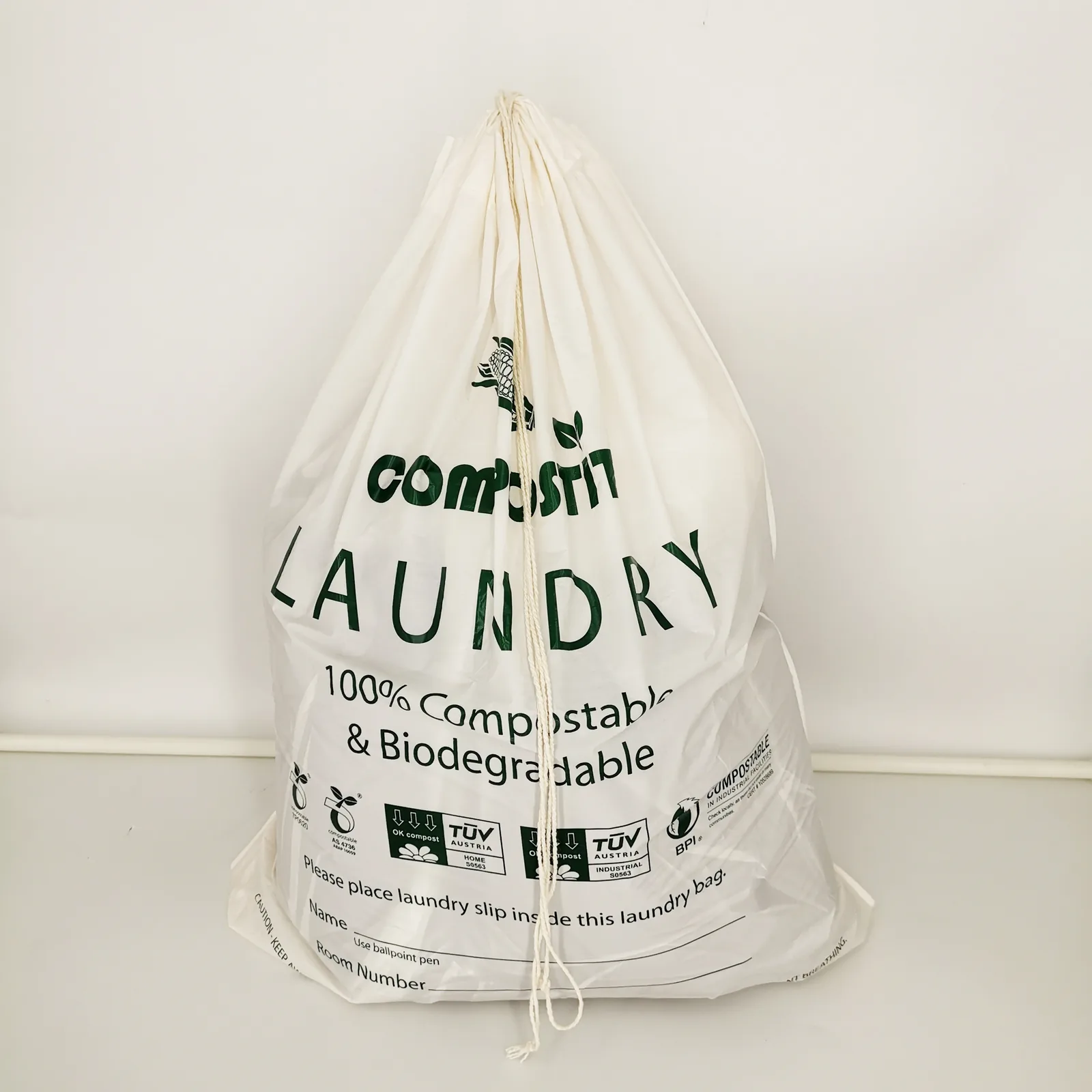 100% Compostable Cornstarch Sustainable Eco Friendly Heavy Duty Tall Kitchen Drawstring Biodegradable Trash Garbage Bag