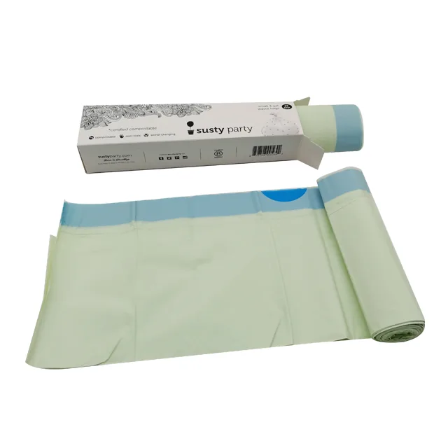 100% Compostable Cornstarch Sustainable Eco Friendly Heavy Duty Tall Kitchen Drawstring Biodegradable Trash Garbage Bag