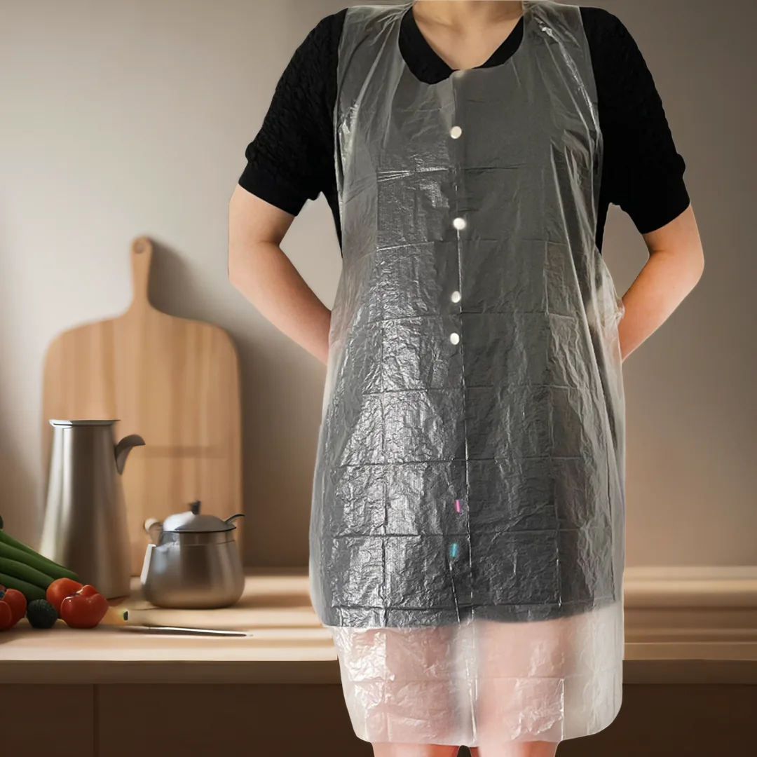 100 Pieces/Pack Children's Food Grade Disposable PE Gloves and Sleeveless Plastic Aprons