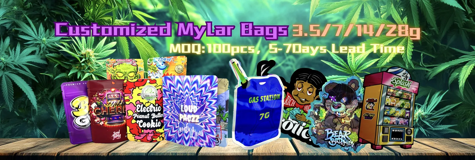 100pcs Customizable Holographic Mylar Zipper Bags Digital Printing Stand Pouches Smell Proof Food Grade Packaging Jelly