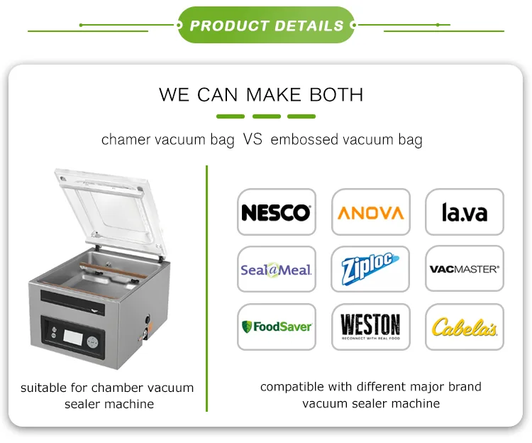 120 Micron Embossed Food Vacuum Sealer Bags with Plastic Retort Sealable Pouches for Food Storage
