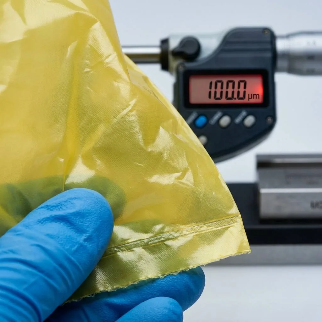 1500mm Flat Width Biohazard Bag 4 Mil Yellow Biohazard Liner for 240L 360L 660L Bin 65 95 Gallon Extra Heavy Duty 100mic