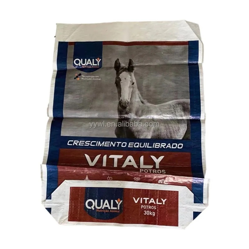 BOPP Laminated PP Woven Sacks 20kg 25kg 50kg Square Bottom Open Top for Animal Feed Charcoal and Heavy Duty Packing