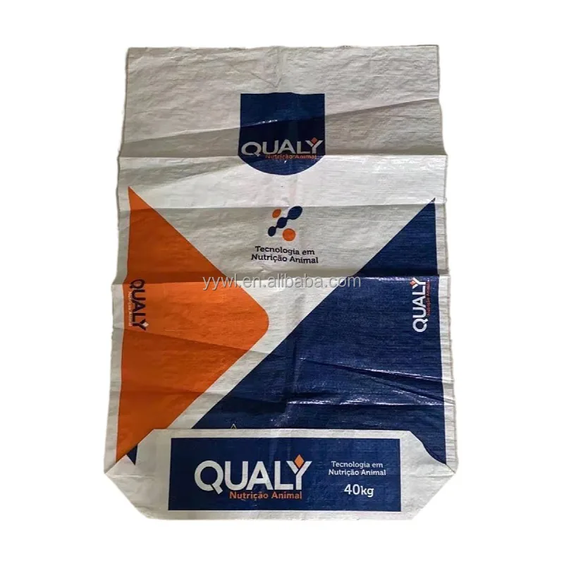 BOPP Laminated PP Woven Sacks 20kg 25kg 50kg Square Bottom Open Top for Animal Feed Charcoal and Heavy Duty Packing