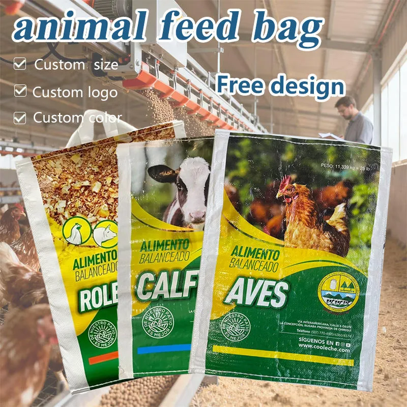 BOPP Laminated PP Woven Sacks 20kg 25kg 50kg Square Bottom Open Top for Animal Feed Charcoal and Heavy Duty Packing