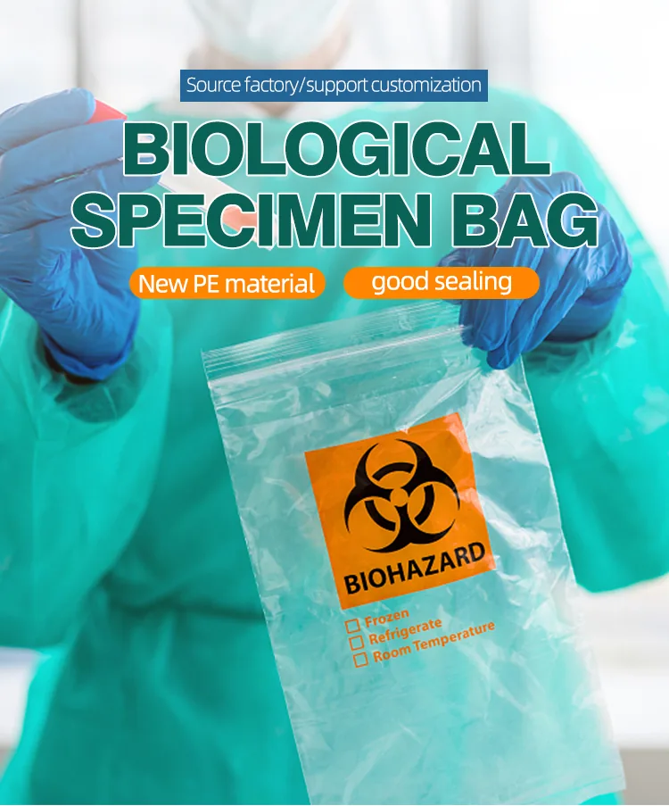 3 Layers / 4 Layers Medical Biohazard Specimen Zipper Bag Laboratory Sample Specimen Bag for Hospital