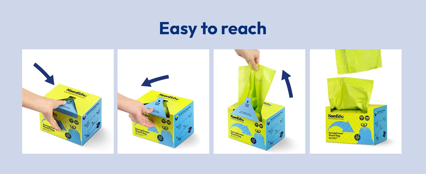 30L Plastic Drawstring Bin Liners Made From Ocean Fishing Nets Sea Salt Scented Recyclable Trash Bags 120 Pack