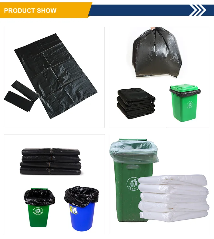 and PE Big Size Black Flat Garbage Plastic Bag for Restaurant
