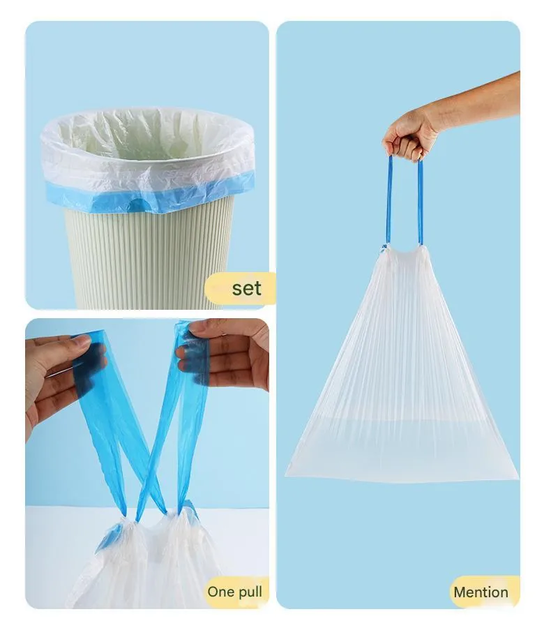 Biodegradable Compostable 13 Gallon Trash Bag Disposable Drawstring Garbage Bag Rubbish Bag