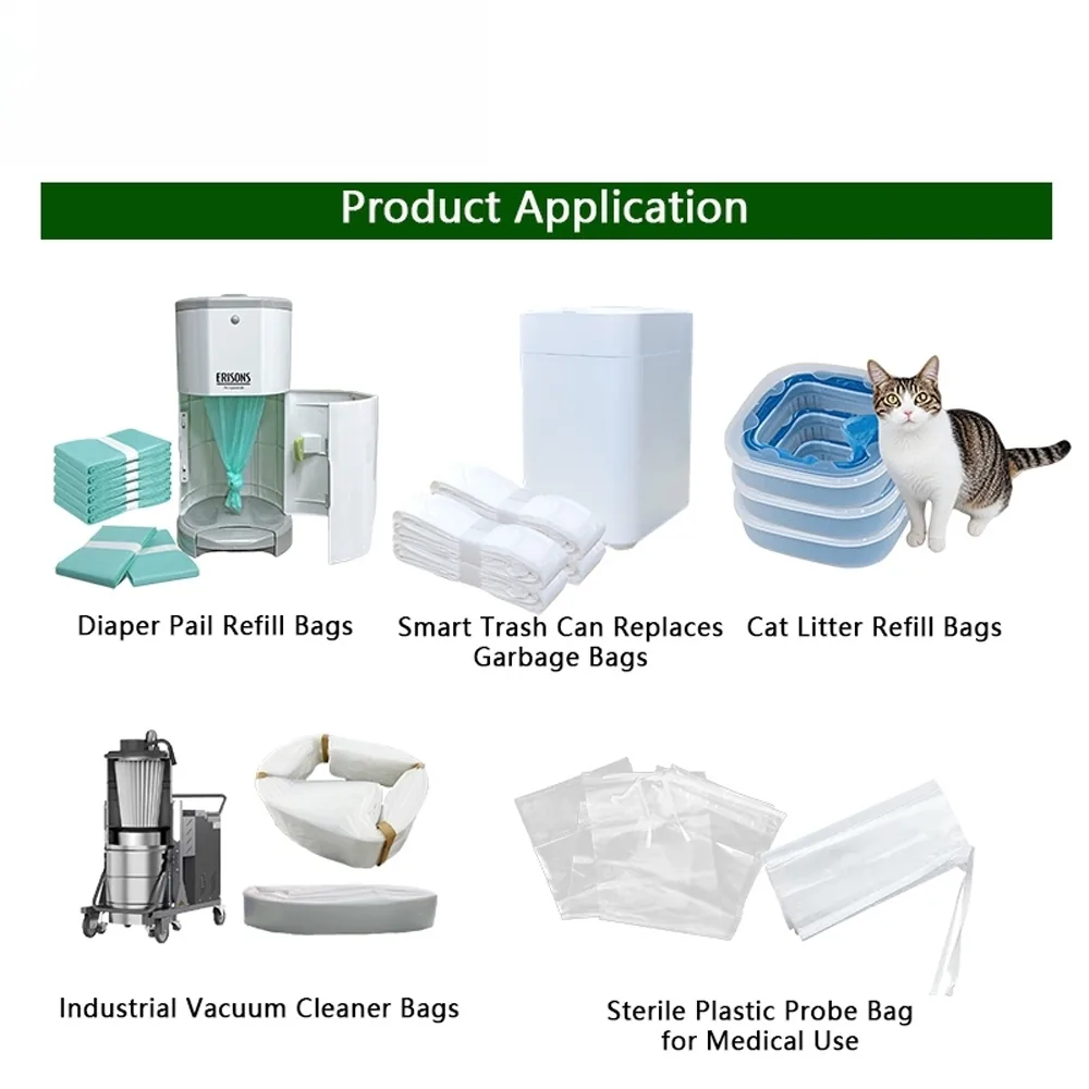 Biodegradable Custom Logo Cat Litter Refill Bags-6.5M to 10M Sizes Eco-Friendly & Strong Odor Control