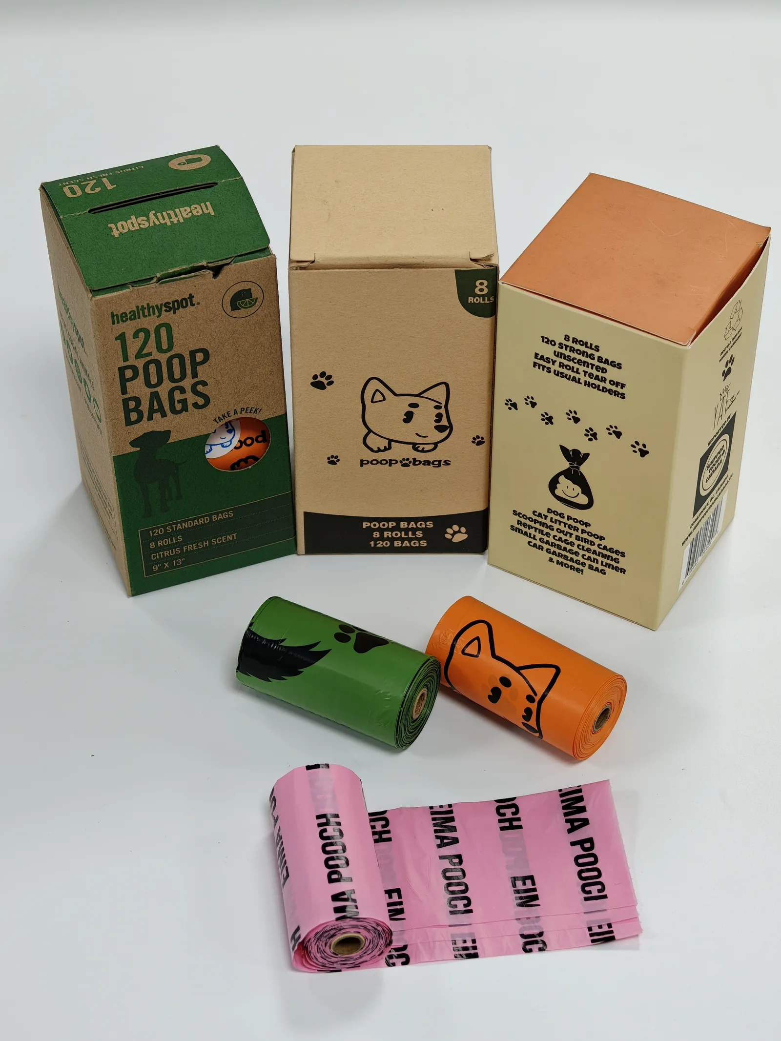Biodegradable Scented Dog Poop Bags Compostable PBAT Leak Proof Pet Waste Disposable Bags Custom Printed