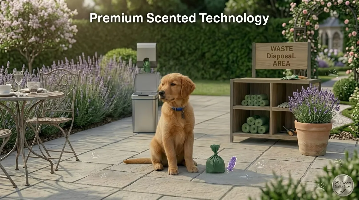 Biodegradable Scented Dog Poop Bags Compostable PBAT Leak Proof Pet Waste Disposable Bags Custom Printed