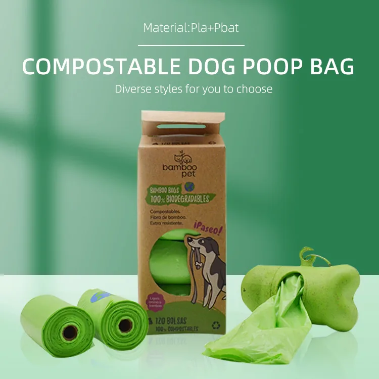 Biodegradable Scented Dog Poop Bags Compostable PBAT Leak Proof Pet Waste Disposable Bags Custom Printed