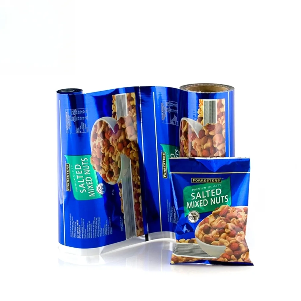 Custom Printed BOPP Food Grade Rollstock Film VFFS Flow Wrap Heat Sealable High Barrier Moisture Proof