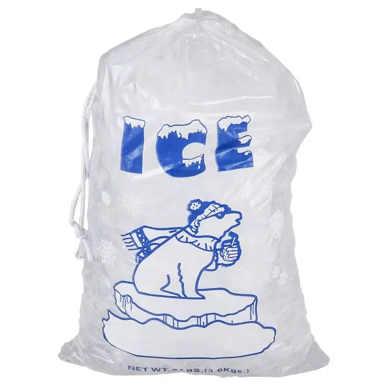 BOPP/LDPE/CPP Drawstring Flat Ice Bag — Heavy Duty, Custom Size