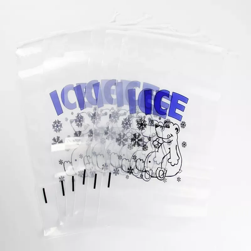 BOPP/LDPE/CPP Drawstring Flat Ice Bag — Heavy Duty, Custom Size