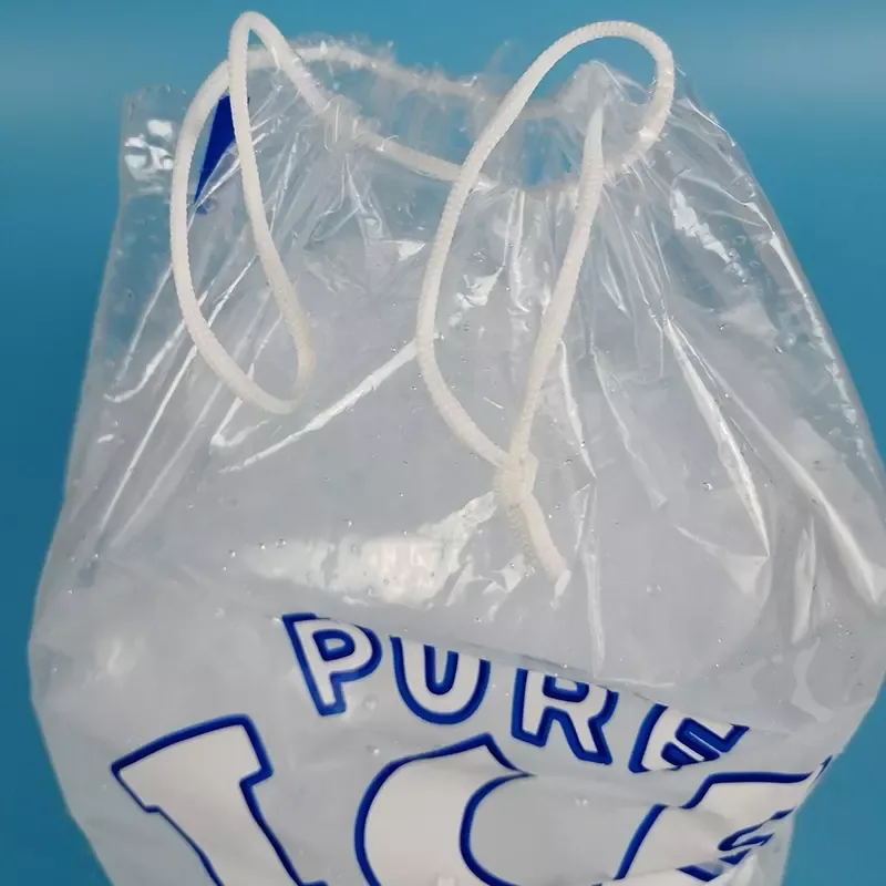 BOPP/LDPE/CPP Drawstring Flat Ice Bag — Heavy Duty, Custom Size