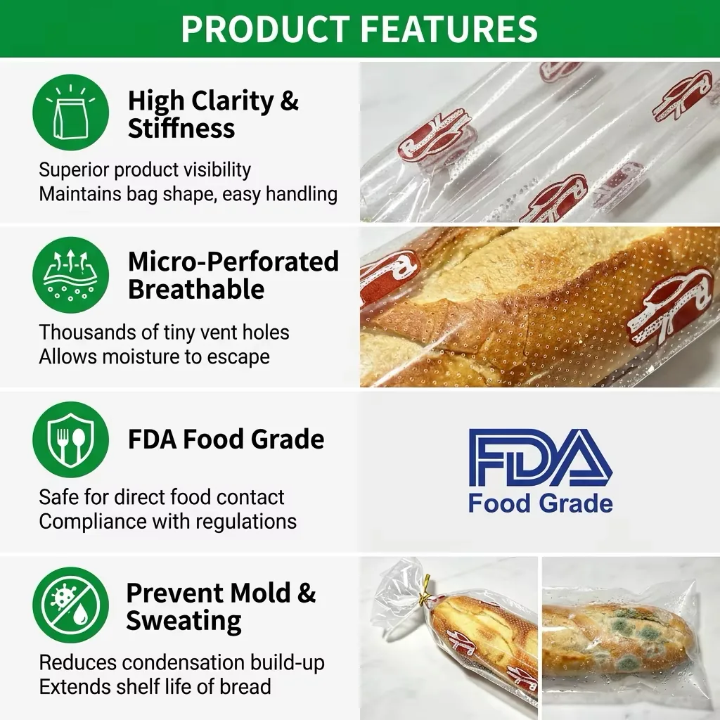BOPP Micro-Perforated Wicket Bread Bag for Loaves and Rolls