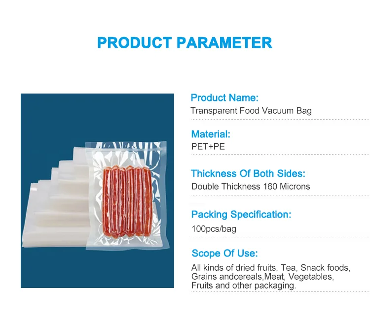 BPA Free Airtight Food Vac Bags Keep Fresh Food Grade Vacuum Sealer Bags for Storage, Meal Prep or Sous Vide