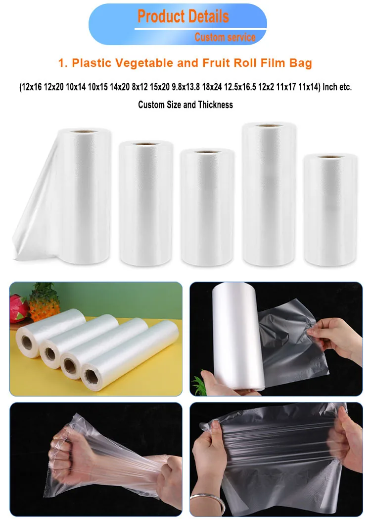 Custom Roll Film Packaging - Produce Bags and Printed Food Grade Laminated Rollstock in PE/PET
