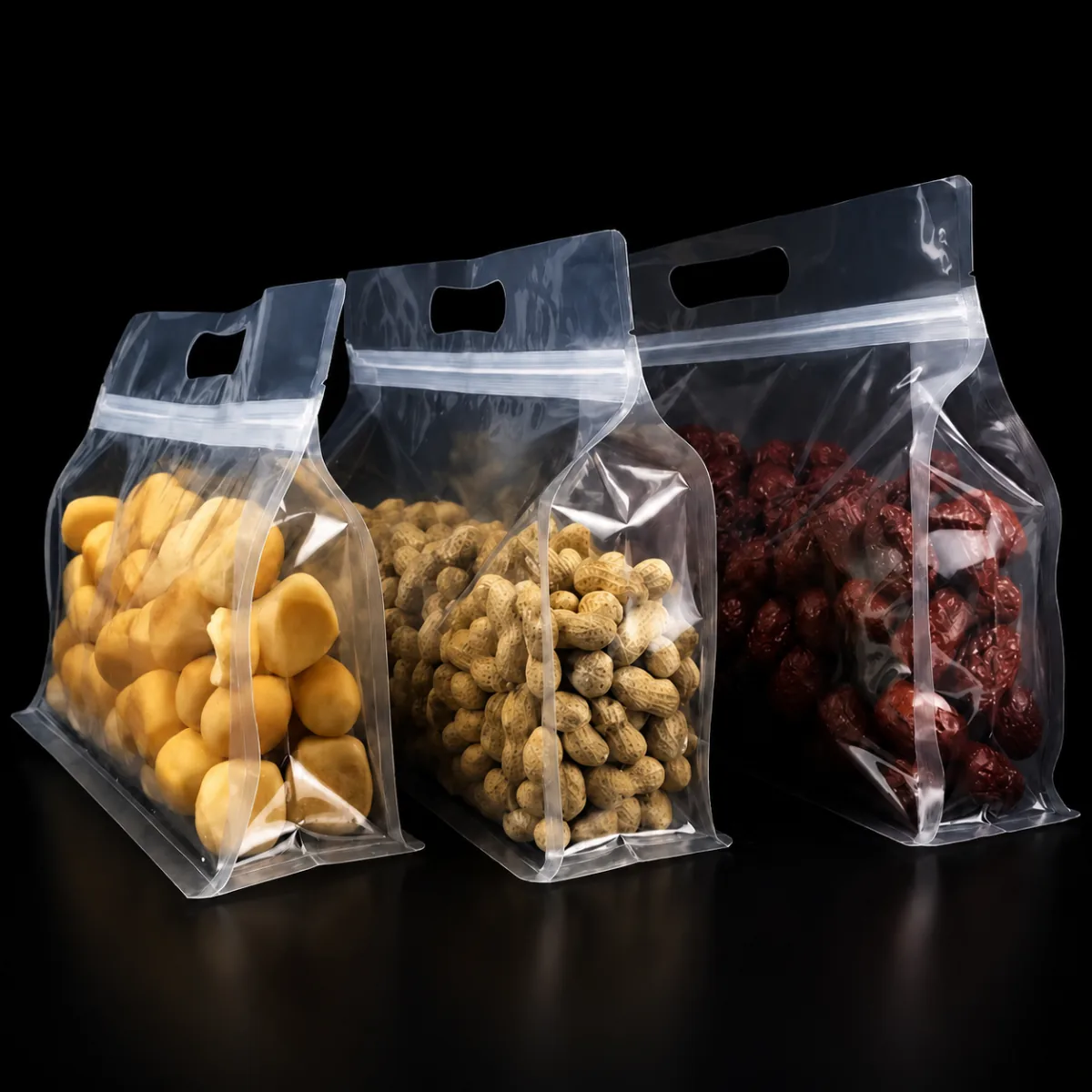 Clear Box Pouch with Carry Handle for Nuts, Candy & Tea