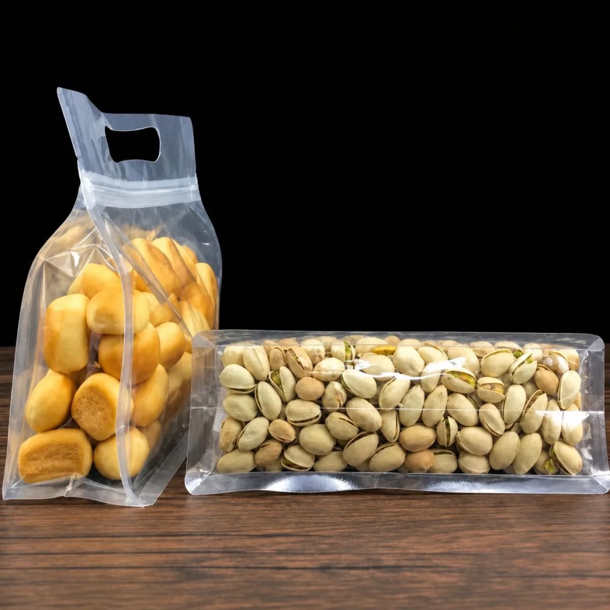 Clear Box Pouch with Carry Handle for Nuts, Candy & Tea