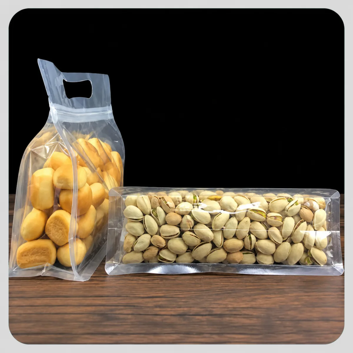 Clear Box Pouch with Carry Handle for Nuts, Candy & Tea