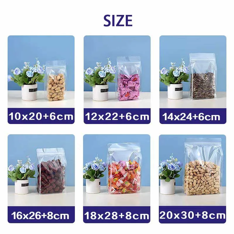 Clear Flat Bottom Box Pouch for Sugar, Coffee & Dry Goods