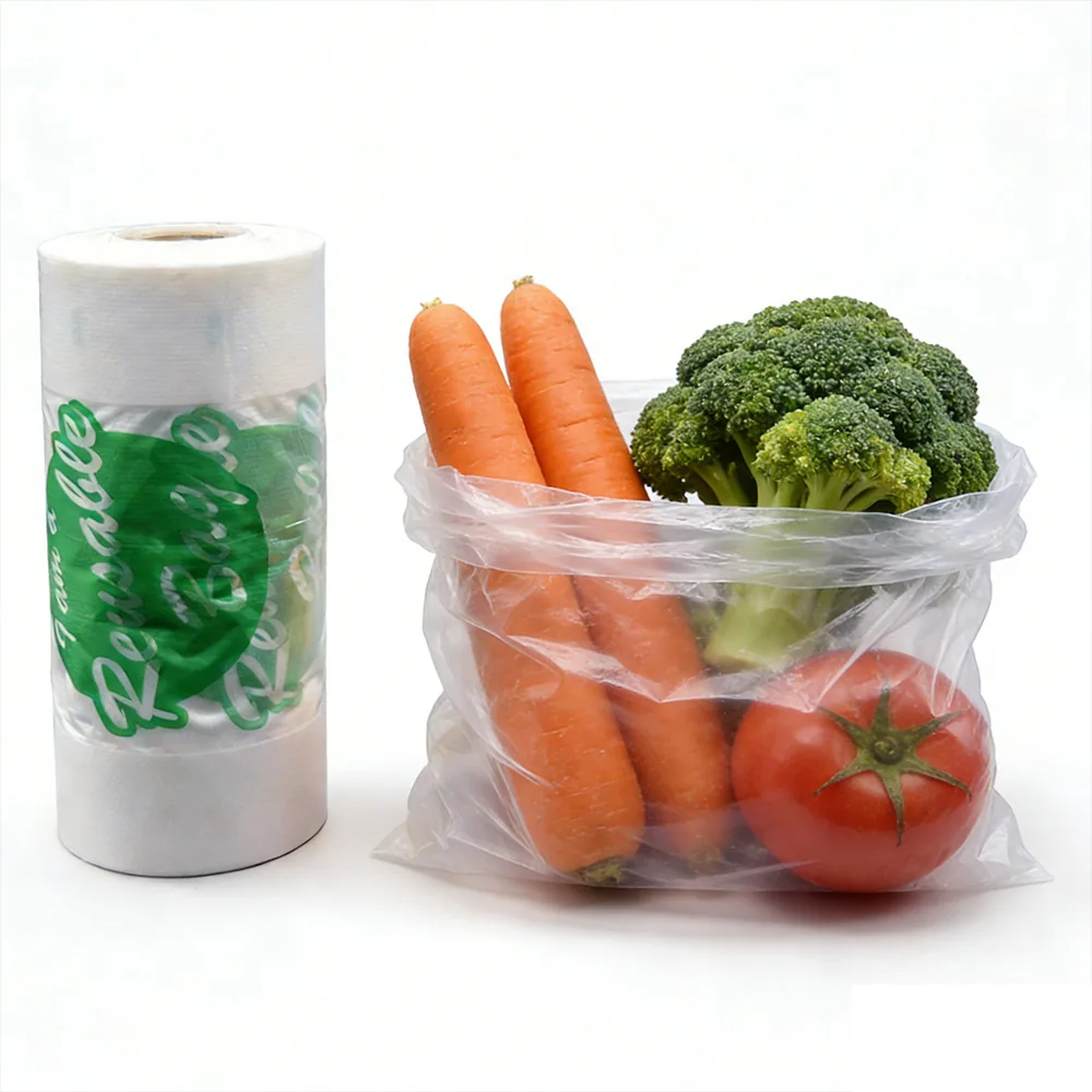 Clear PE Flat Produce Bags on Roll for Fruit and Vegetables