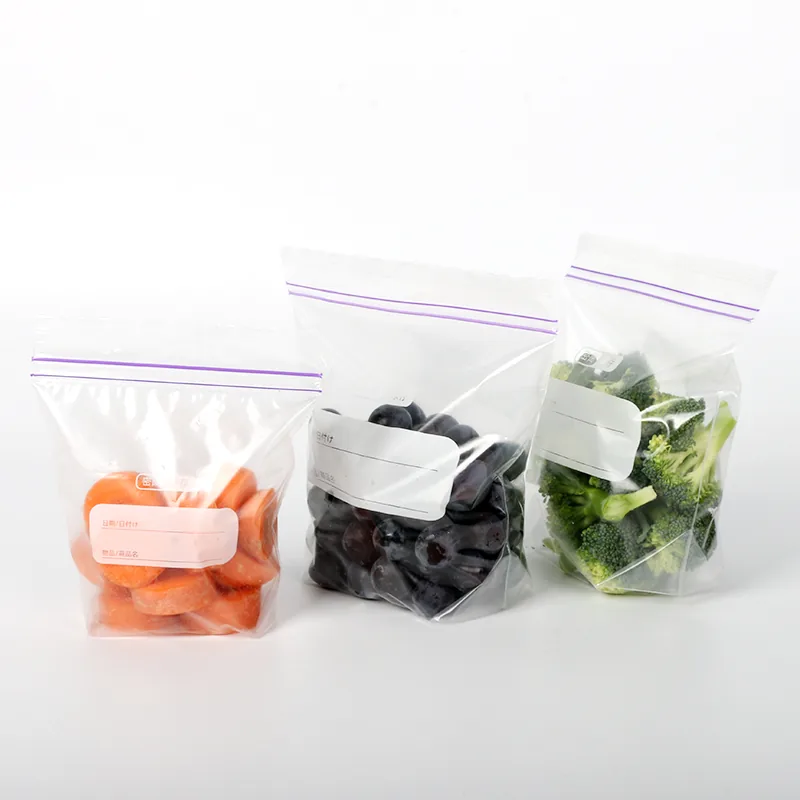 Clear PE Plastic Recyclable Gravure Printed Reusable Ziplock Bag Fresh-Keeping Storage Fruit Vegetables Snacks Salad