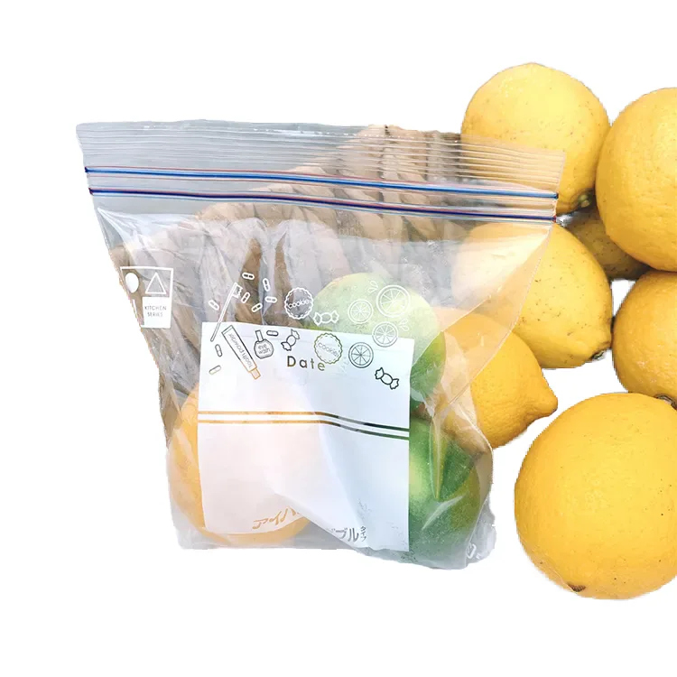 Clear PE Plastic Recyclable Gravure Printed Reusable Ziplock Bag Fresh-Keeping Storage Fruit Vegetables Snacks Salad