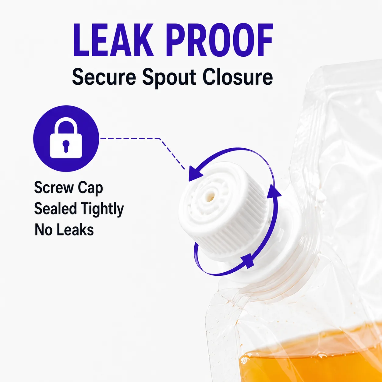 Clear Stand-Up Spout Pouch for Condiments, Drinks and Baby Food