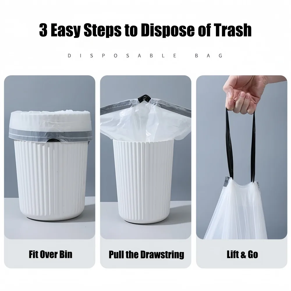 Colored Durable HDPE Recycled Drawstring Trash Bags Rainbow Pack Scented Kitchen Bin Liners Hotel Home Use Custom Logo