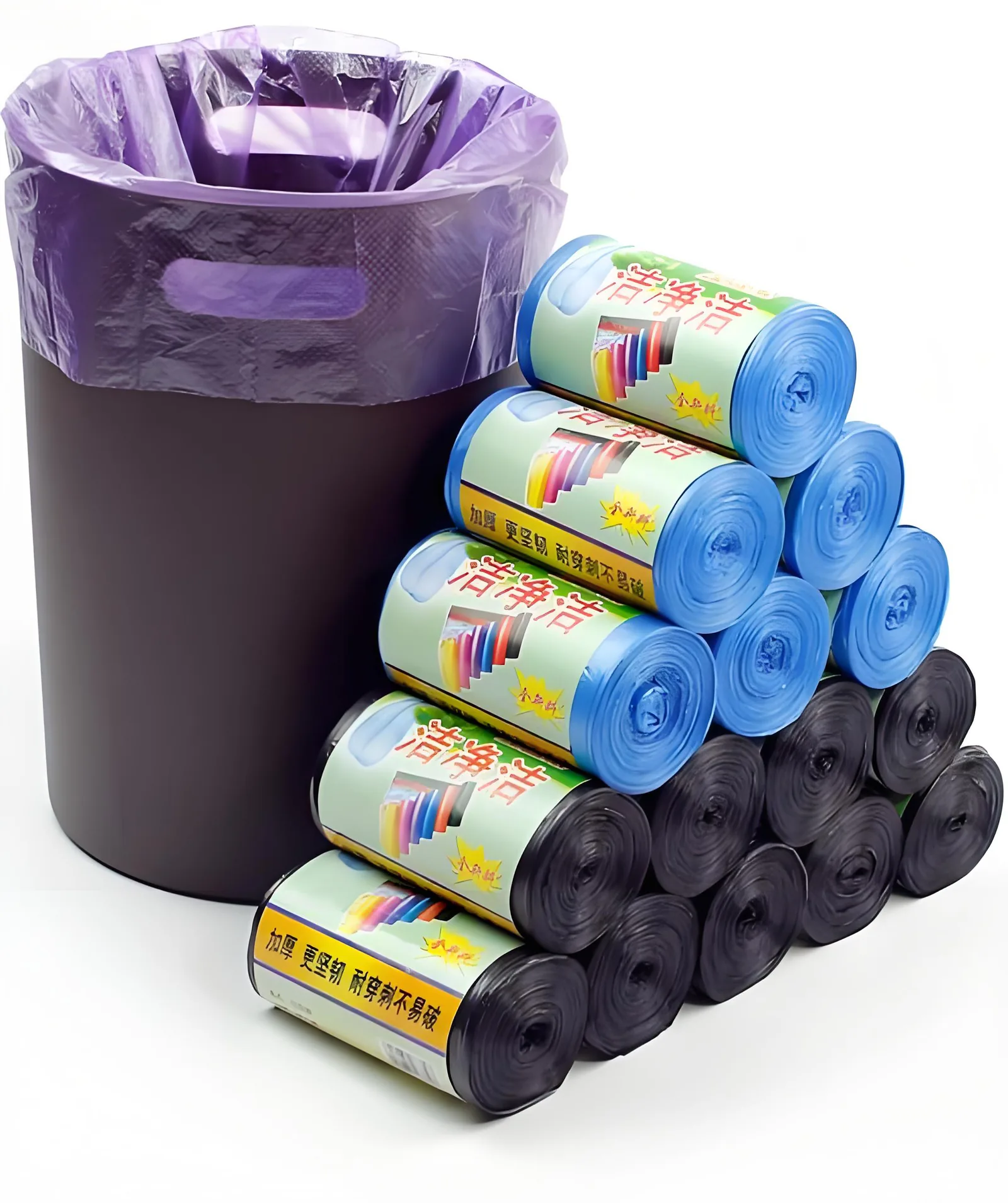 Compostable Biodegradable PLA+PBAT Star Seal Heat Seal Core-less Flat Trash Bags Garbage Bag on Roll