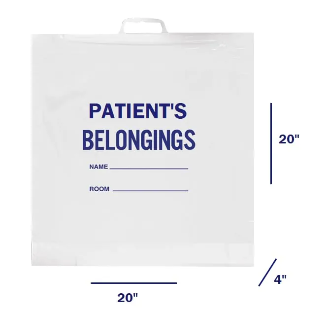Custom Rigid Handle Patient Belongings Bag 18x18in Gravure Printed for Hospital Clothing and Shoes 250pcs Box