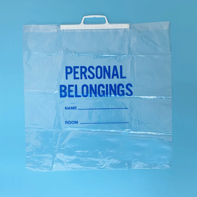 Custom Rigid Handle Patient Belongings Bag 18x18in 250pcs/Box for Hospital Sick Clothing and Shoes