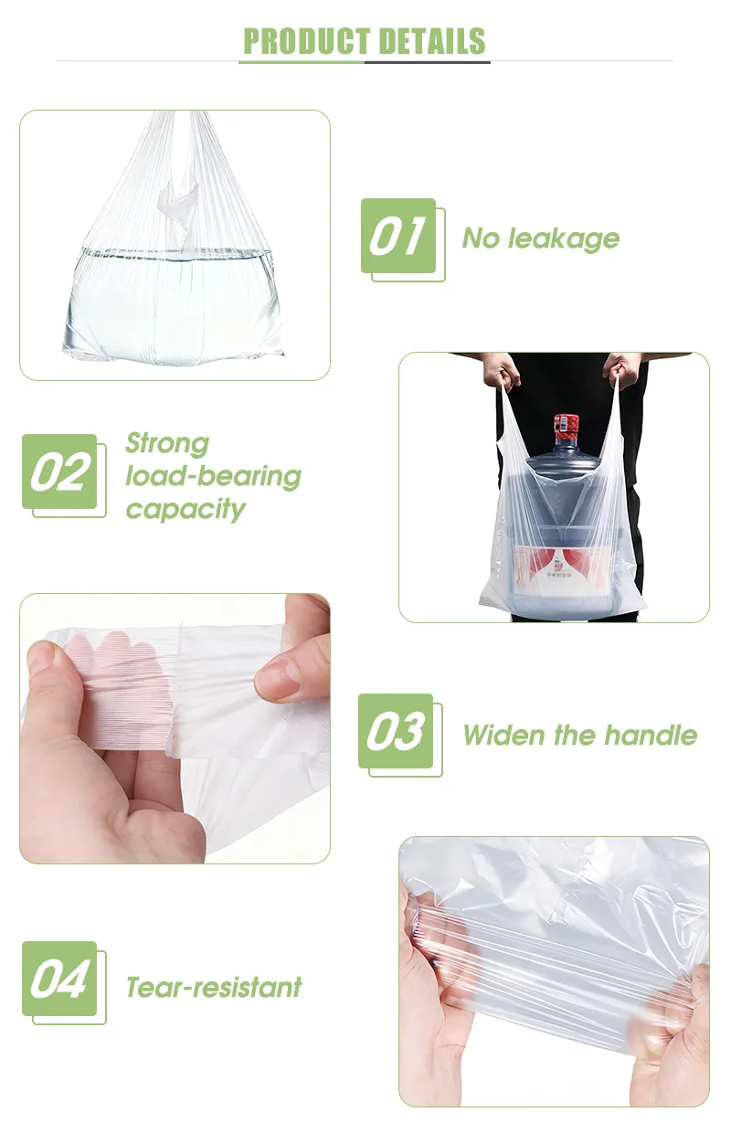Custom Biodegradable PE Plastic T-Shirt Bags Gravure Printing Custom Logo Color Vest for Supermarket Shopping Grocery Packaging