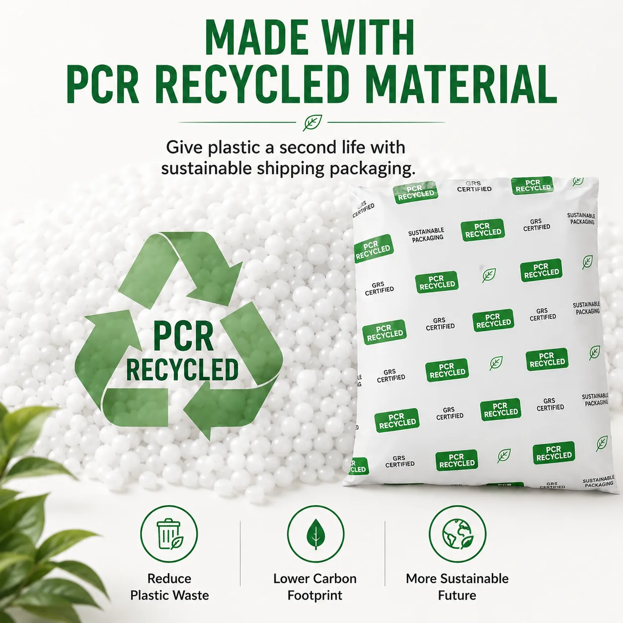 Custom Branded PCR Recycled Poly Mailers Waterproof Clothing Shipping Bags for DTC Fashion Ecommerce Packaging