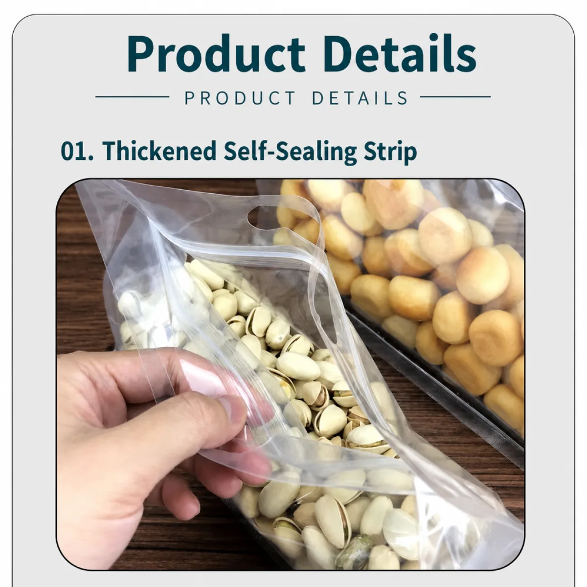 Custom Clear Square Bottom Stand up Bags with Handle Zipper PE Waterproof Food Packaging for Nut Candy Tea