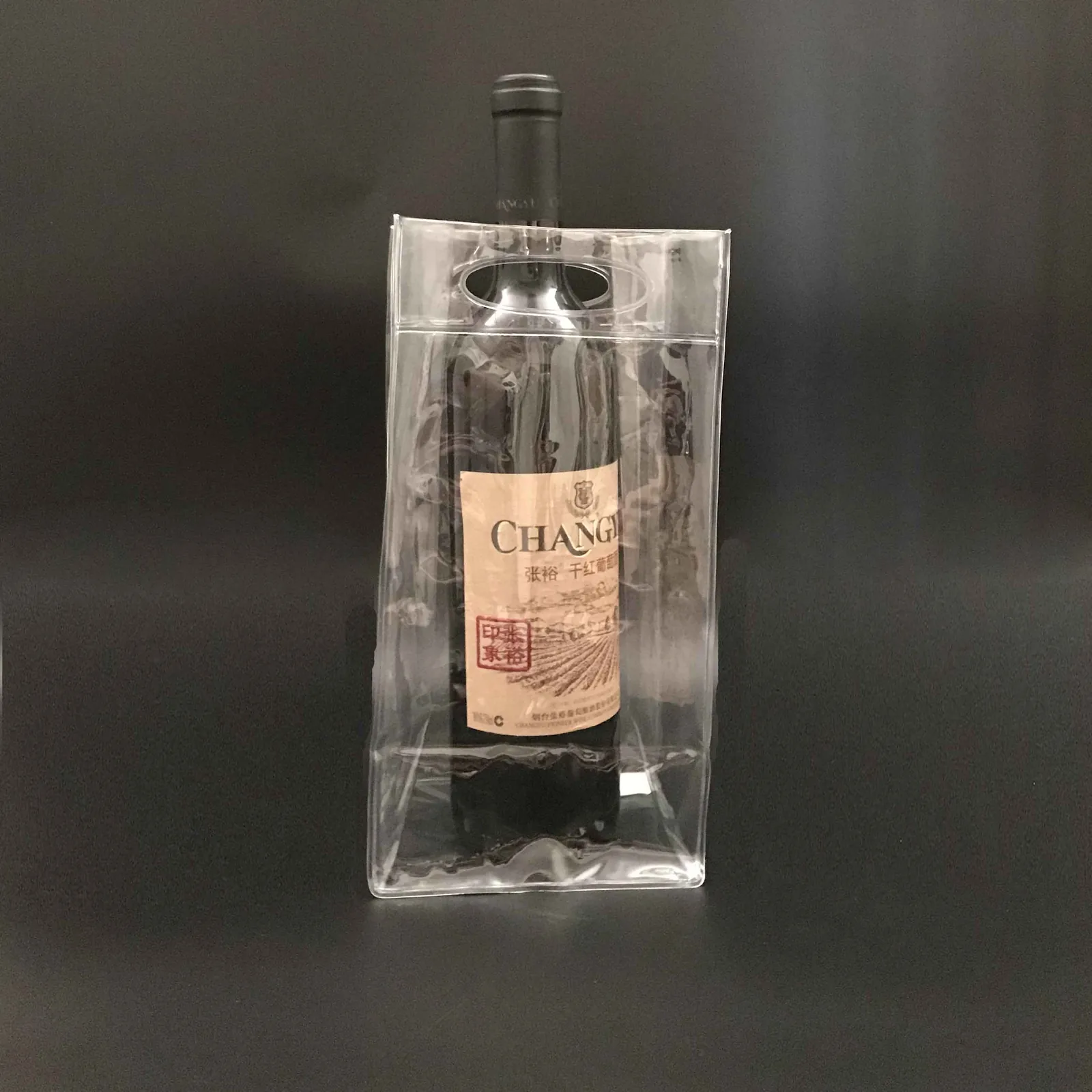 Custom Cold Resistant Portable Plastic Pvc Ice Bag Pvc Handle Bag for Wine