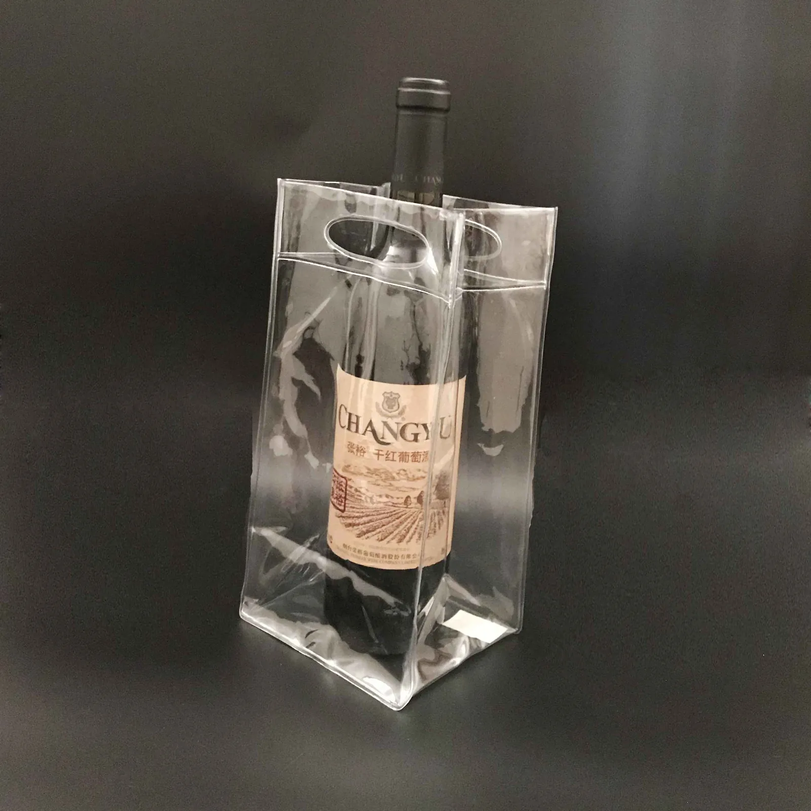 Custom Cold Resistant Portable Plastic Pvc Ice Bag Pvc Handle Bag for Wine