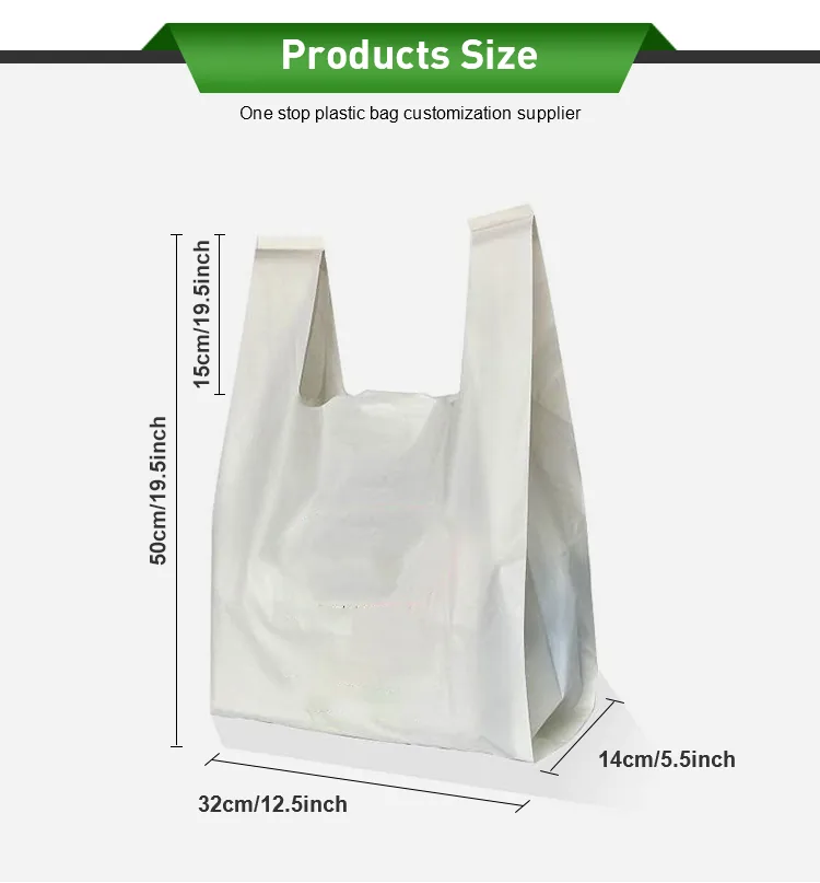 Custom Compostable Biodegradable PLA T-Shirt Bag with Stamping on Roll for Hotel Use and Custom Logo