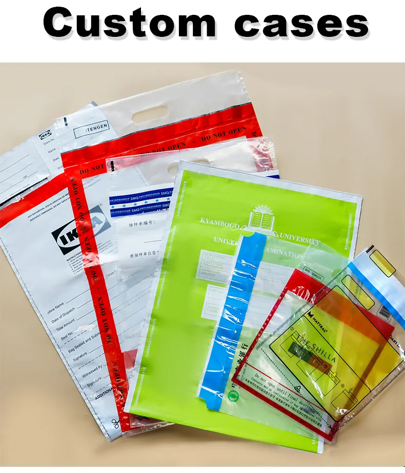 Custom Deposit Money Bank Deposit Register Pouch Tamper Evident Tape Cash Evidence Security Bag
