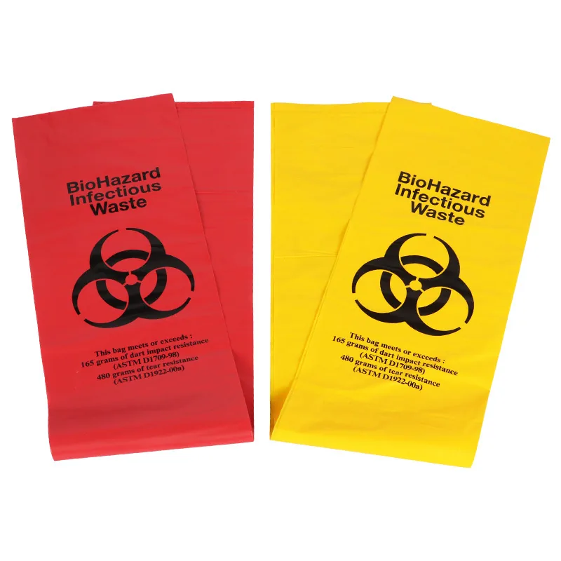 Custom Disposable Biohazardous Garbage Bags 100pcs PE for Hospital Use Holds Discarded Protective Gowns Prevent Pathogen