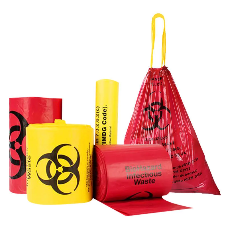 Custom Disposable Biohazardous Garbage Bags 100pcs PE for Hospital Use Holds Discarded Protective Gowns Prevent Pathogen