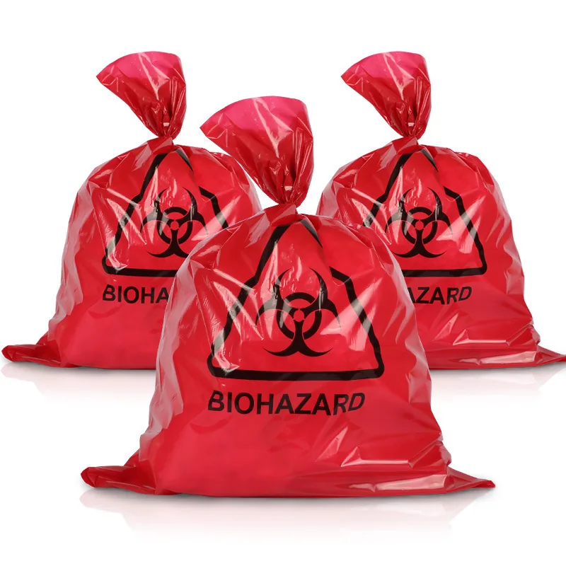 Custom Disposable Biohazardous Garbage Bags 100pcs PE for Hospital Use Holds Discarded Protective Gowns Prevent Pathogen