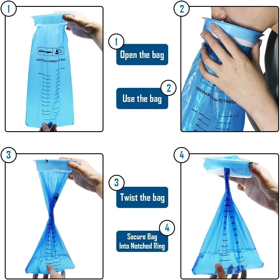 Custom Disposable Emesis Bags Blue Car Nausea Bags Vomit Bag
