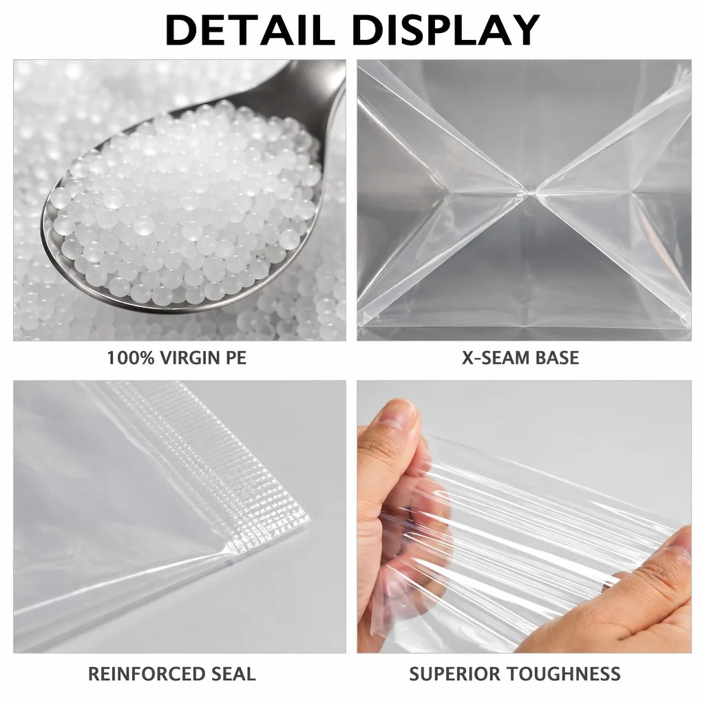 Custom Heavy Duty PE Square Bottom Carton Liner Bag Clear Plastic Gusseted Dustproof Moistureproof for Industrial